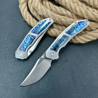 14C28N Folding Knife with Bluing Titanium Handle - AK-HT1031