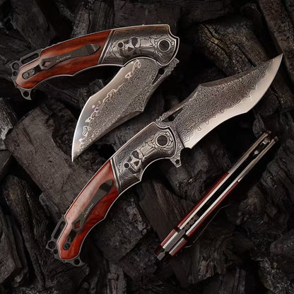 Giant Eagle Folding Knife – VG10 Damascus 67-Layer Steel, Handcrafted Rosewood Handle - AK-HT1033