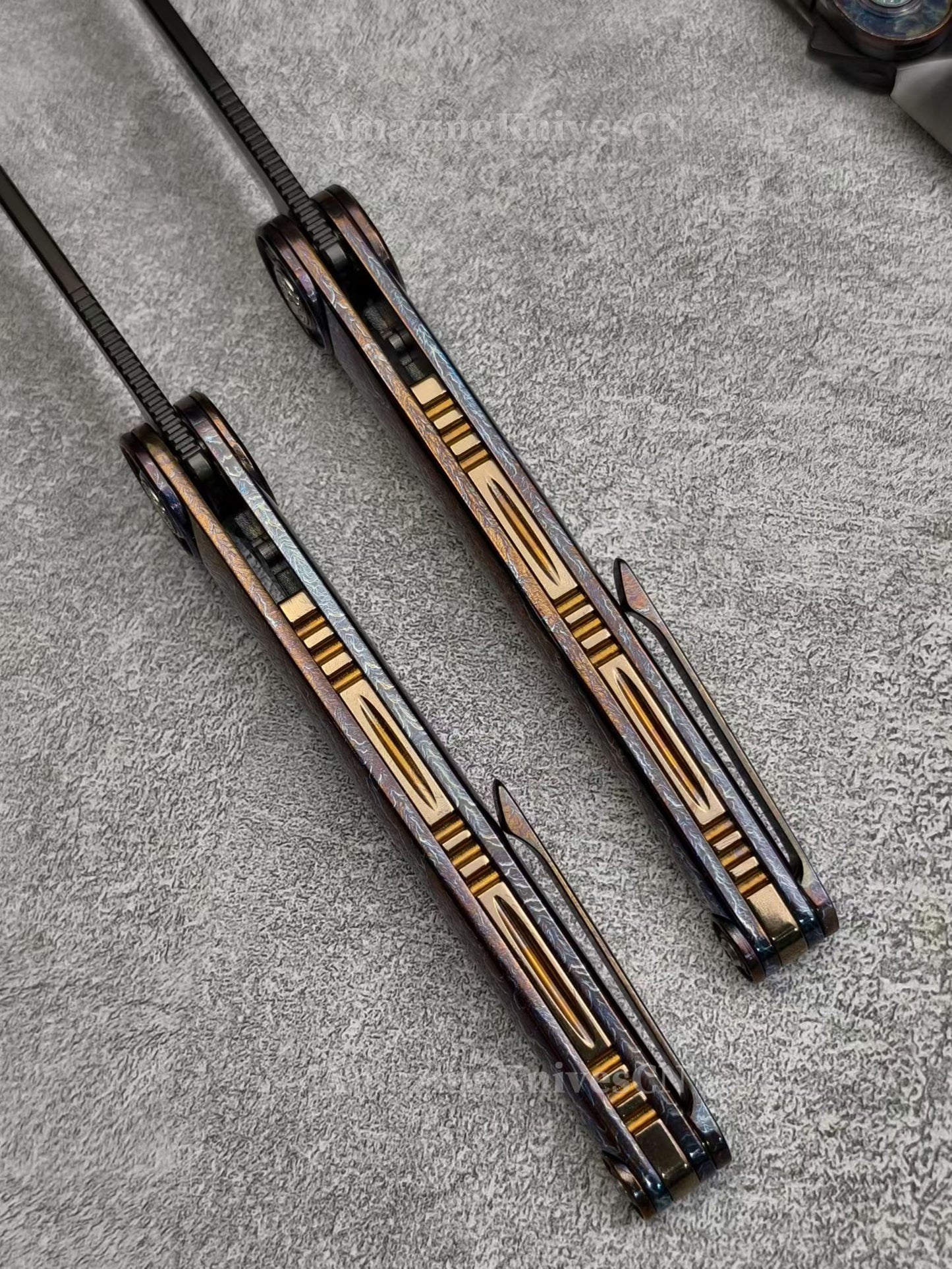 Japanese DC53 Steel Blade Pocket Knife Full Titanium Handle - AK-HT1014