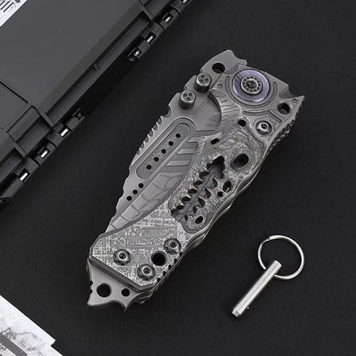 Heavy-Duty Handmade Tactical Folding Knife VG10 Steel Titanium Handle - AK-HT1022