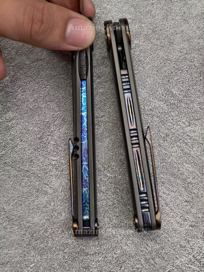 Japanese DC53 Steel Blade Pocket Knife Full Titanium Handle - AK-HT1014