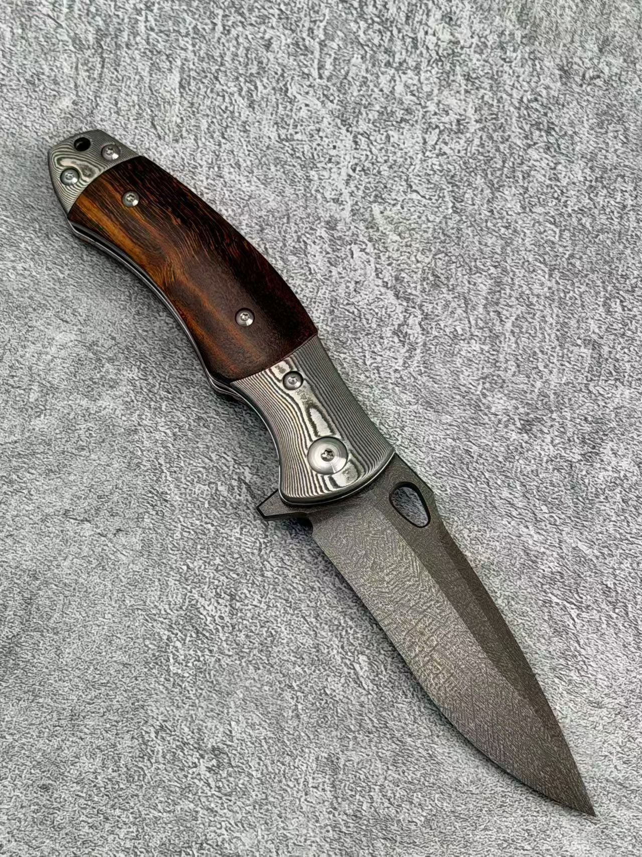 Ancient-Forged Wootz Steel Folding Knife – Damascus Steel & Desert Ironwood Handle - AK-HT1064-S