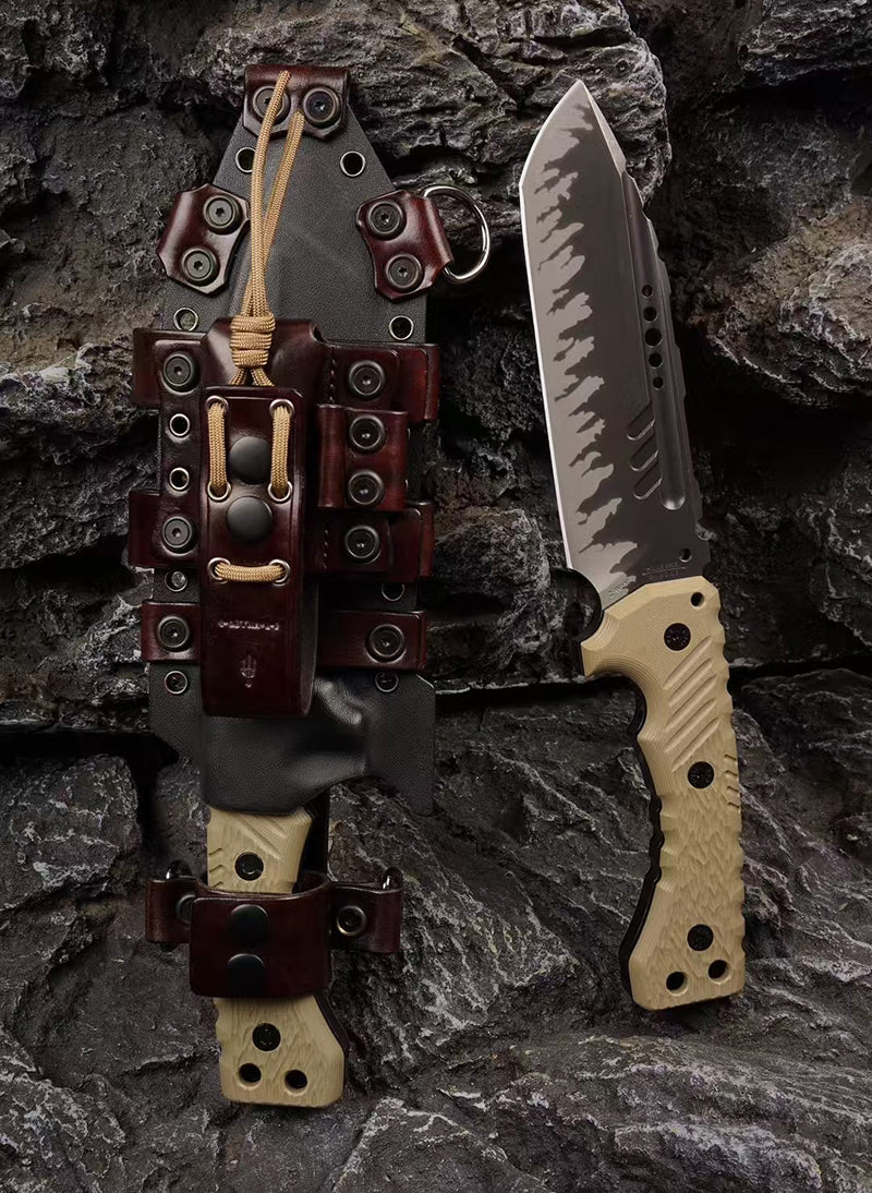 Heavy-Duty Outdoor Machete – Z-Wear & CTS-XHP Powder Steel, Full Tang, Kydex & Leather Sheath - AK-HT1035