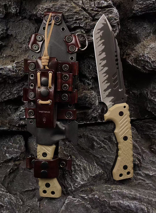 Heavy-Duty Outdoor Machete – Z-Wear & CTS-XHP Powder Steel, Full Tang, Kydex & Leather Sheath - AK-HT1035