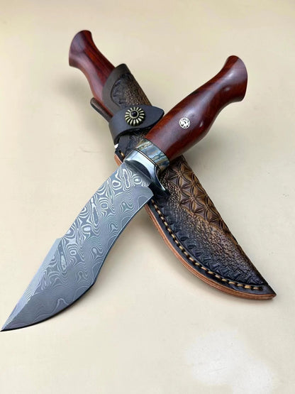 Handmade VG10 Damascus Hunting Knife Fixed Blade Rescue Survival Gear Tactical Bowie - AK-HT0516-B