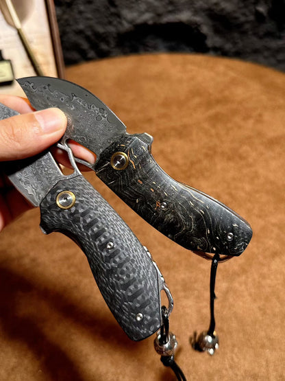 Premium Handcrafted 78-Layer Damascus Folding Knife – Ball Bearing Fast Opening - AK-HT0182