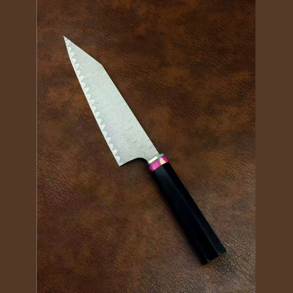Powder Metallurgy VG10 Damascus Steel Kitchen Kiritsuke Knife Chef's Knife, Stabilized Ebony Wood Handle - AK-DC1077