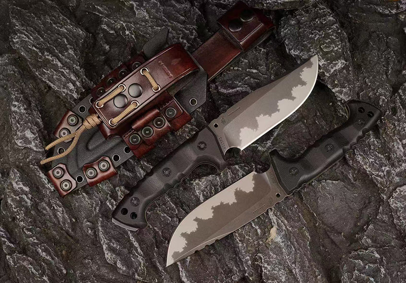 Heavy-Duty Tactical Fixed Blade Knife – CPM-3V Steel, Modular Kydex & Leather Sheath - AK-HT1036