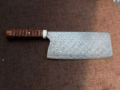 67-Layer Damascus Kitchen Knife with VG10 Core – HRC 60–61, One-Piece Construction, G10 & Desert Ironwood Handle - AK-DL1071