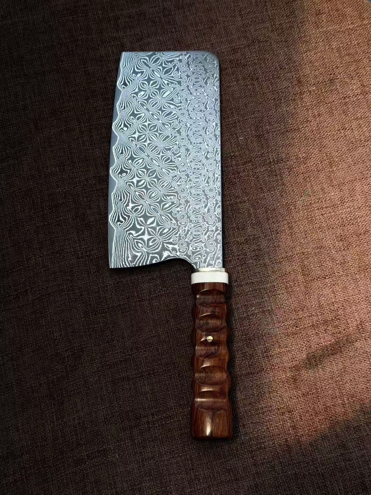 67-Layer Damascus Kitchen Knife with VG10 Core – HRC 60–61, One-Piece Construction, G10 & Desert Ironwood Handle - AK-DL1071