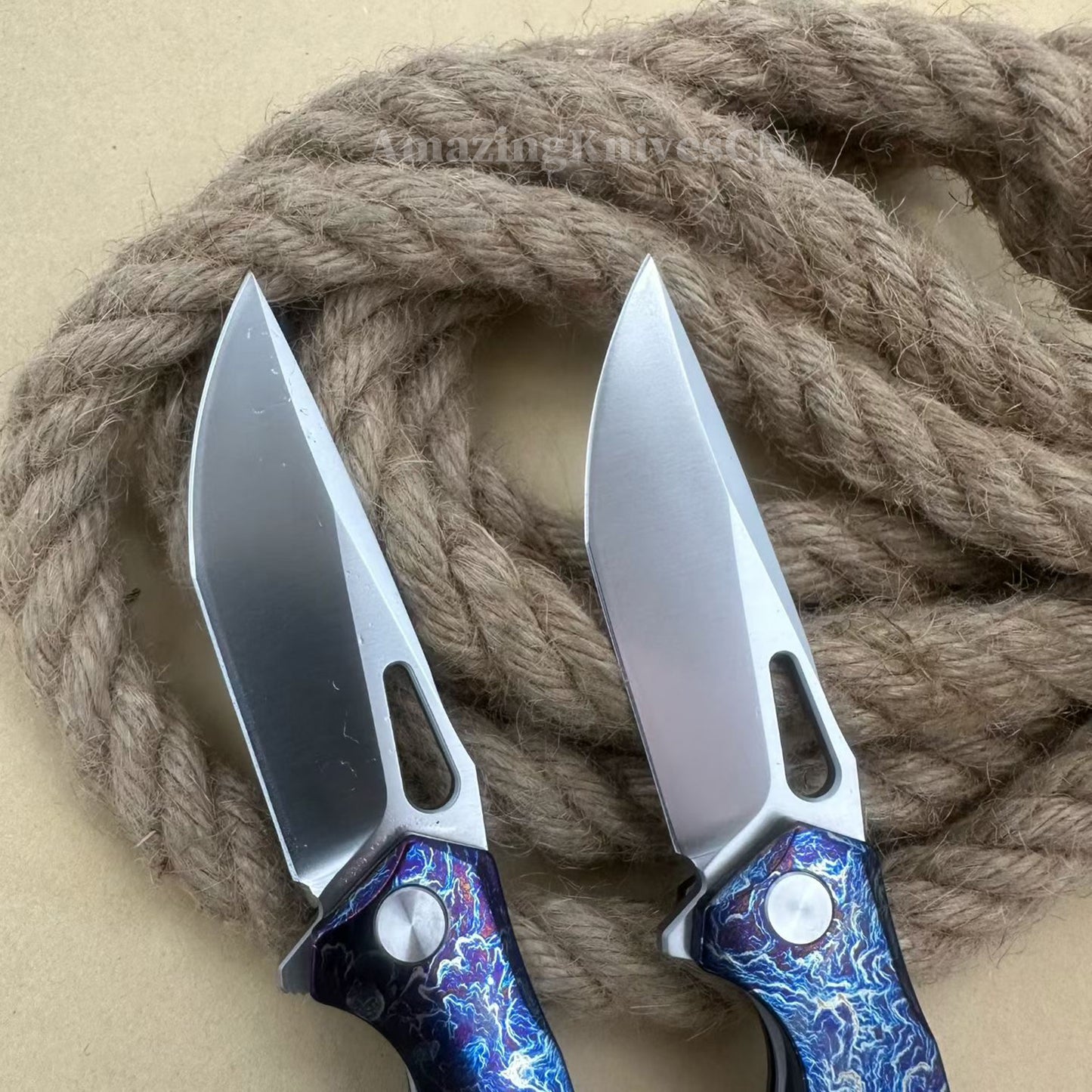 Premium M390 Blade Pocket Knife Tactical Folding Knife Titanium Handle - AK-HT1020