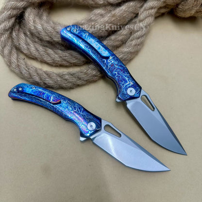 Premium M390 Blade Pocket Knife Tactical Folding Knife Titanium Handle - AK-HT1020