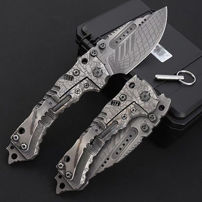 Heavy-Duty Handmade Tactical Folding Knife VG10 Steel Titanium Handle - AK-HT1022