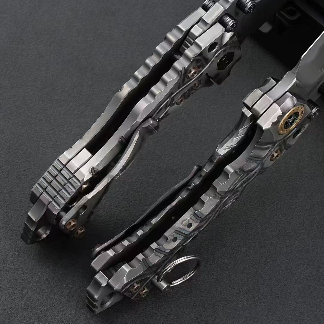 Handmade VG10 Steel Folding Knife Titanium Handle Heavy Duty - AK-HT1025