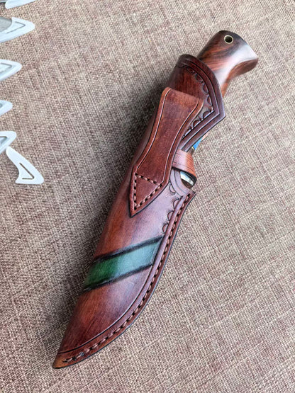 67-Layer Hand-Forged VG10 Damascus Bowie Knife  - AK-HT1053