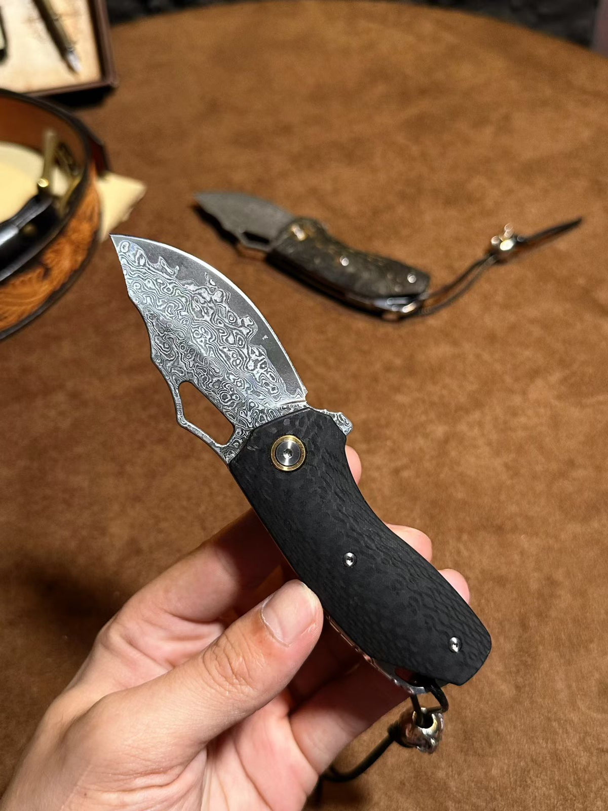 Premium Handcrafted 78-Layer Damascus Folding Knife – Ball Bearing Fast Opening - AK-HT0182