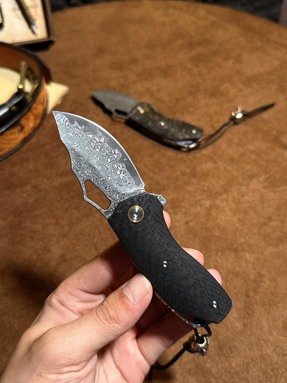Premium Handcrafted 78-Layer Damascus Folding Knife – Ball Bearing Fast Opening - AK-HT0182