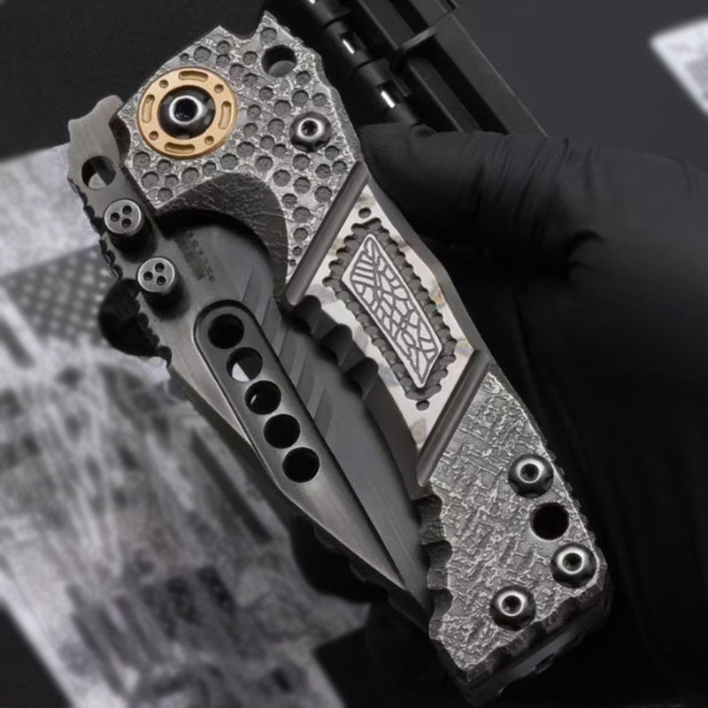 Handmade Z-Wear Ultra Heavy-Duty Folding Knife – Labyrinth Inspired Design - AK-HT1040
