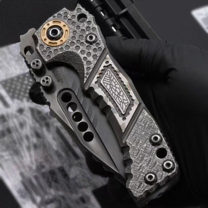 Handmade Z-Wear Ultra Heavy-Duty Folding Knife – Labyrinth Inspired Design - AK-HT1040