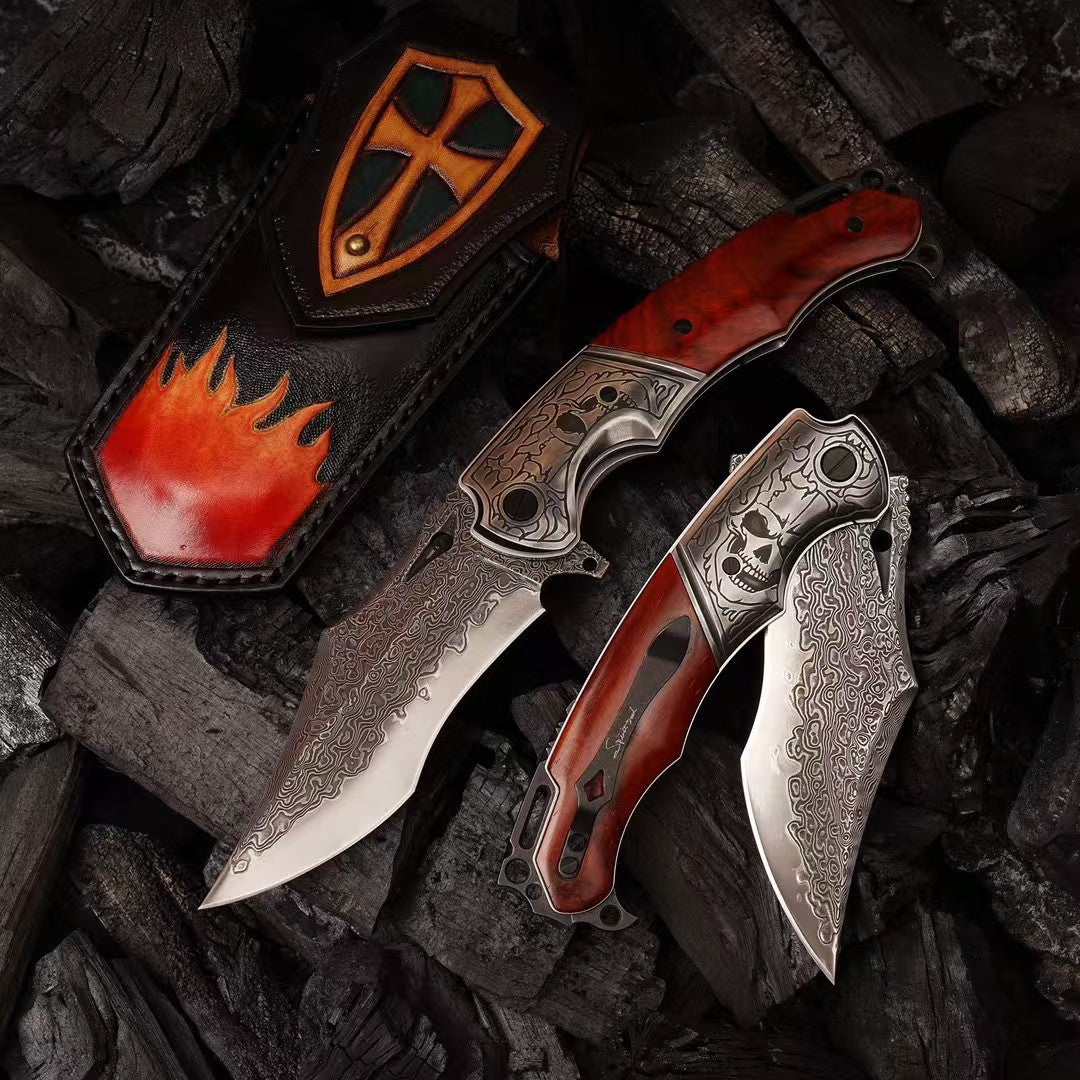 Giant Eagle Folding Knife – VG10 Damascus 67-Layer Steel, Handcrafted Rosewood Handle - AK-HT1033