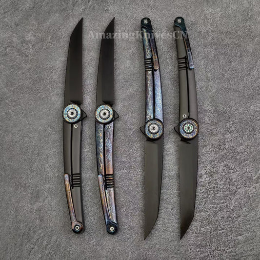 Japanese DC53 Steel Blade Pocket Knife Full Titanium Handle - AK-HT1014