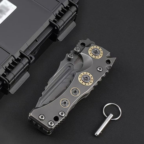 Heavy-Duty Handmade Tactical Folding Knife Z-Wear Powder Steel Titanium Handle - AK-HT1023
