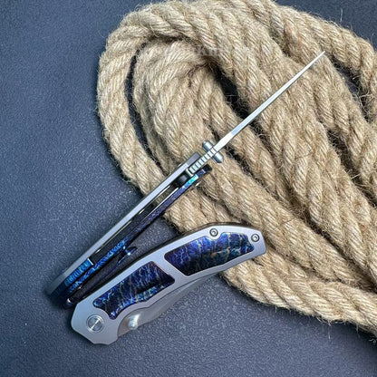 14C28N Folding Knife with Bluing Titanium Handle - AK-HT1031