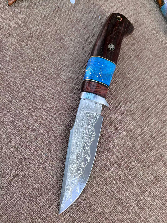 67-Layer Hand-Forged VG10 Damascus Bowie Knife  - AK-HT1053