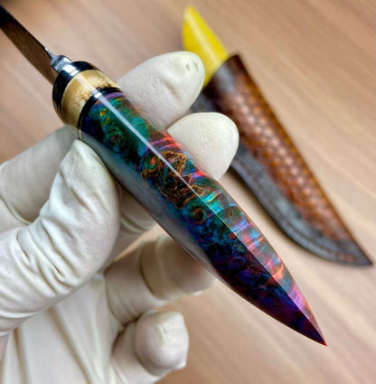 Premium Hand-Engraved Mosaic Damascus Collector's Knife - AK-HT1063