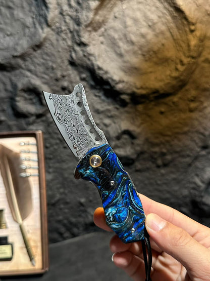 Handcrafted 75-Layer Damascus Folding Knife Tanto Point - AK-HT1059
