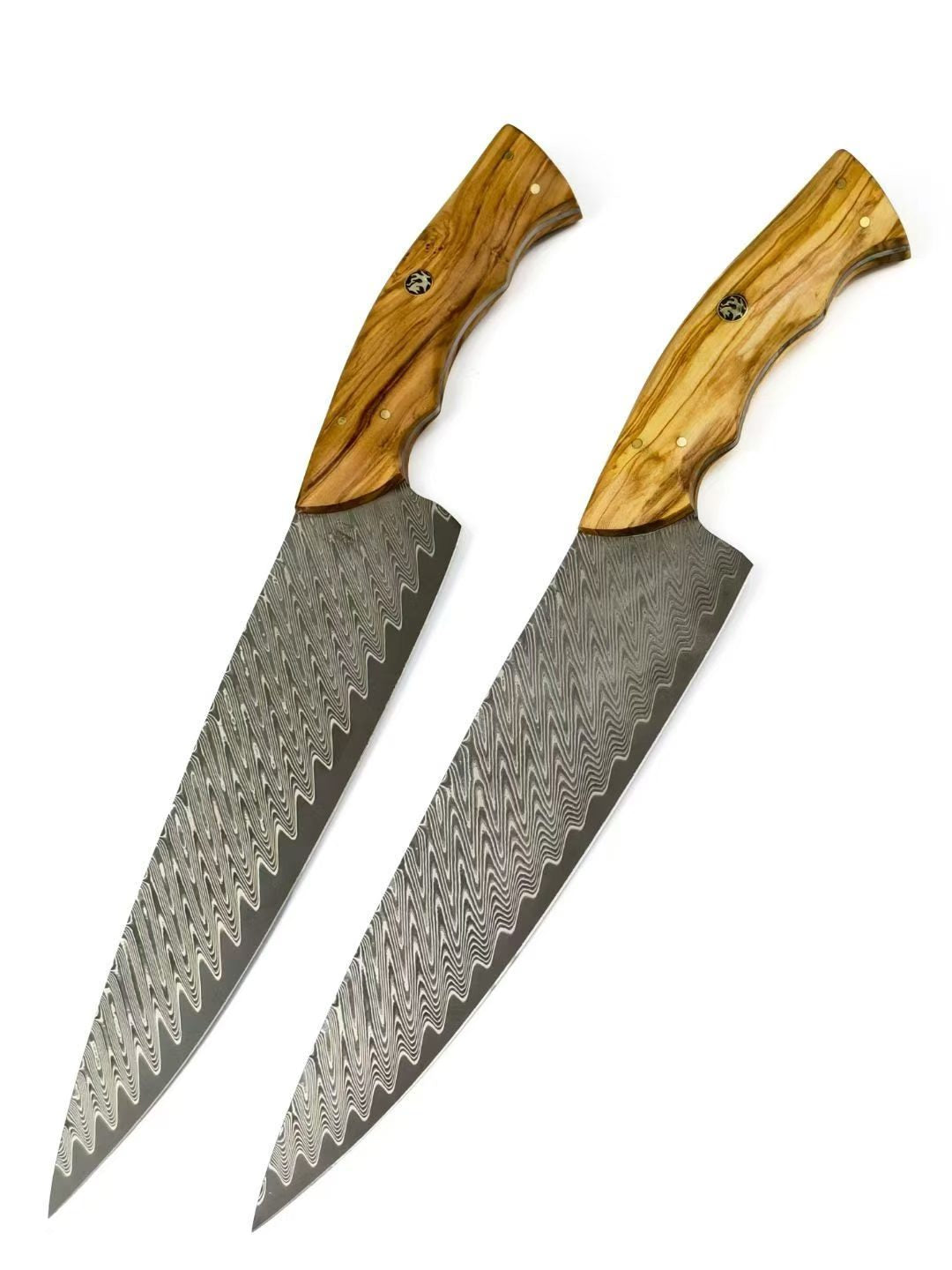 8" VG10 Damascus Chef Knife – Hand-Forged Powder Steel, Olive Wood Handle - AK-DC1042