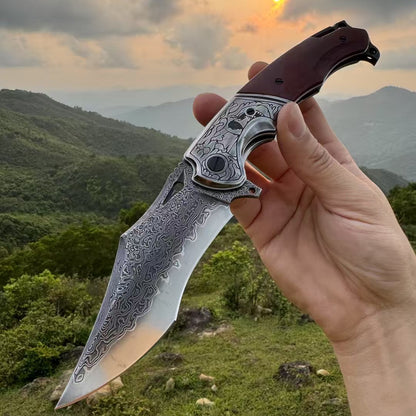 Giant Eagle Folding Knife – VG10 Damascus 67-Layer Steel, Handcrafted Rosewood Handle - AK-HT1033