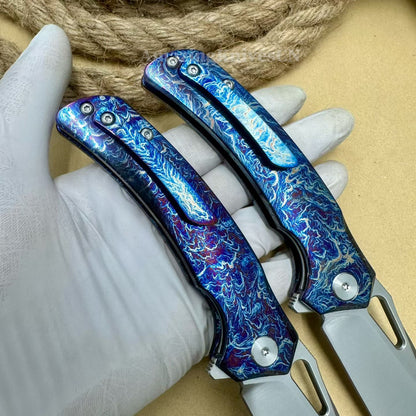 Premium M390 Blade Pocket Knife Tactical Folding Knife Titanium Handle - AK-HT1020