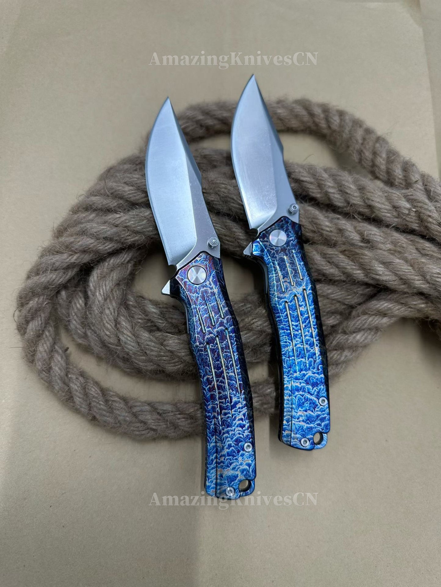 Premium M390 Blade Pocket Knife Tactical Folding Knife Titanium Handle - AK-HT1020