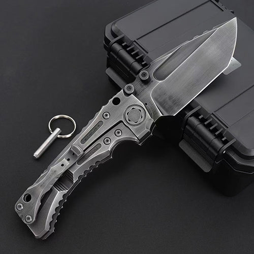 Heavy-Duty Handmade Tactical Folding Knife VG10 Steel Titanium Handle - AK-HT1021