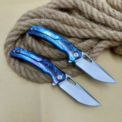 Premium M390 Blade Pocket Knife Tactical Folding Knife Titanium Handle - AK-HT1020