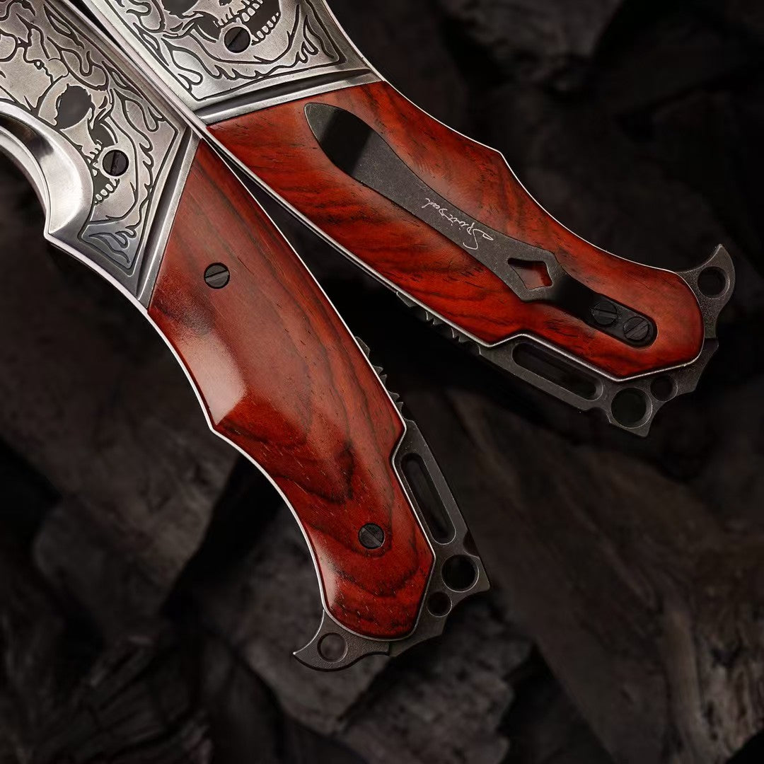 Giant Eagle Folding Knife – VG10 Damascus 67-Layer Steel, Handcrafted Rosewood Handle - AK-HT1033