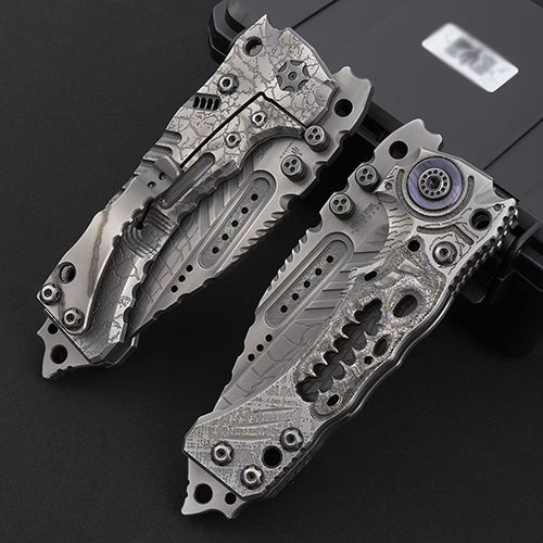 Heavy-Duty Handmade Tactical Folding Knife VG10 Steel Titanium Handle - AK-HT1022