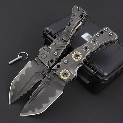 Heavy-Duty Handmade Tactical Folding Knife Z-Wear Powder Steel Titanium Handle - AK-HT1023