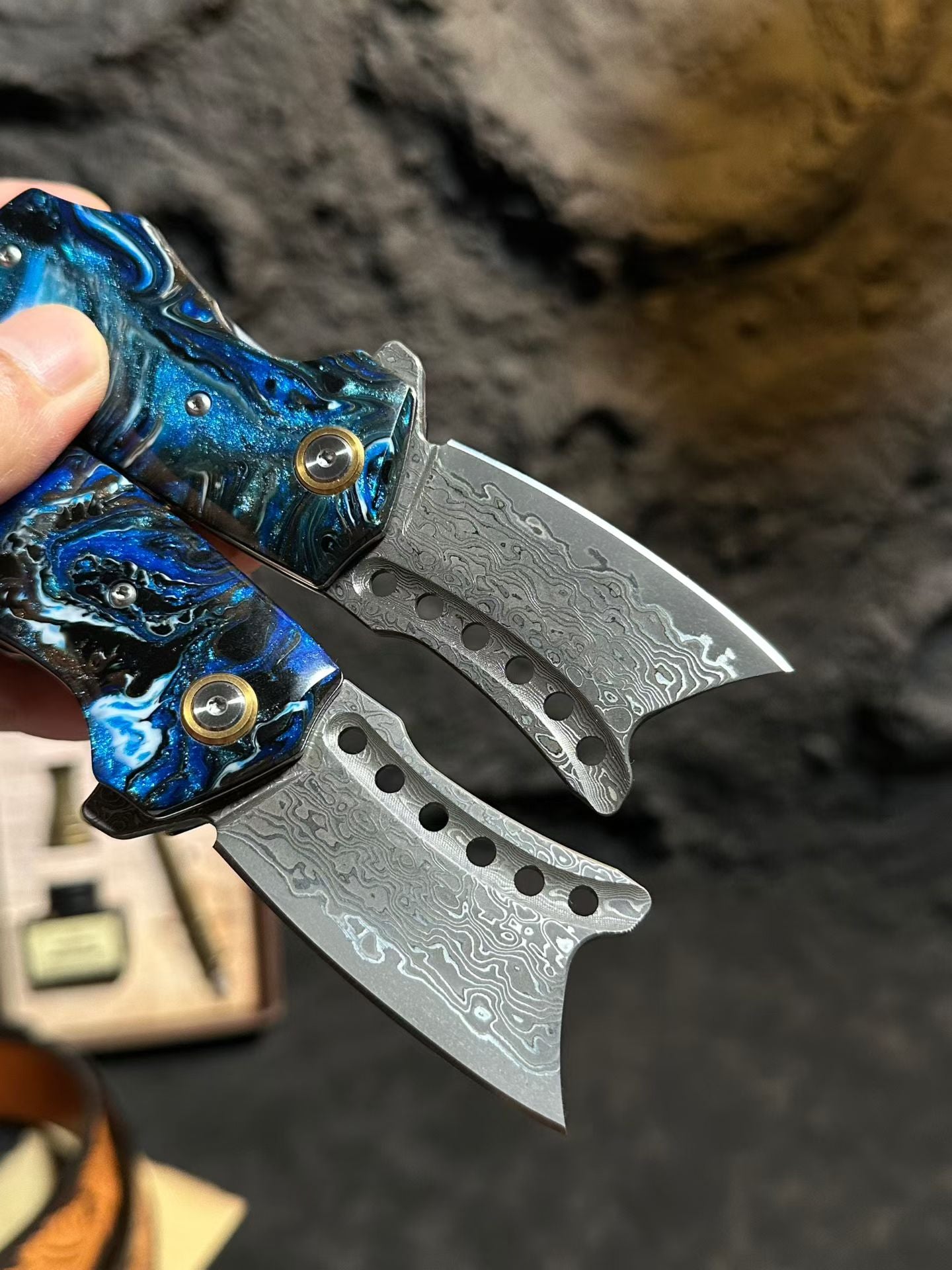 Handcrafted 75-Layer Damascus Folding Knife Tanto Point - AK-HT1059