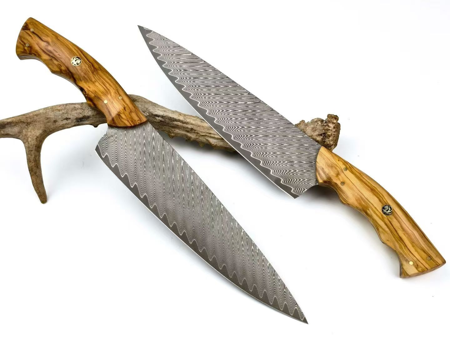 8" VG10 Damascus Chef Knife – Hand-Forged Powder Steel, Olive Wood Handle - AK-DC1042