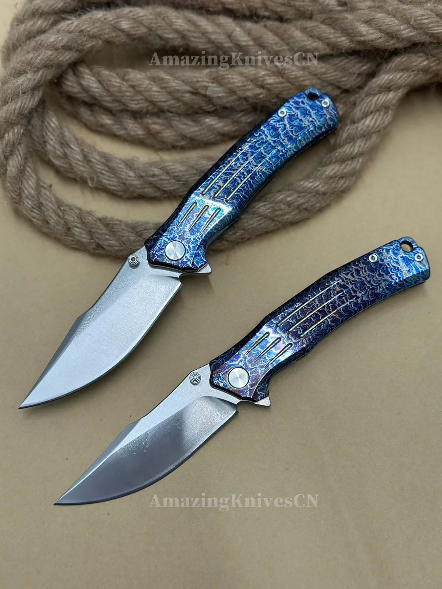 Premium M390 Blade Pocket Knife Tactical Folding Knife Titanium Handle - AK-HT1020