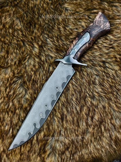 Hand Forged Damascus Steel Hunting Knife Bowie Survival Fixed Blade Full Tang- AK-HT0779-N