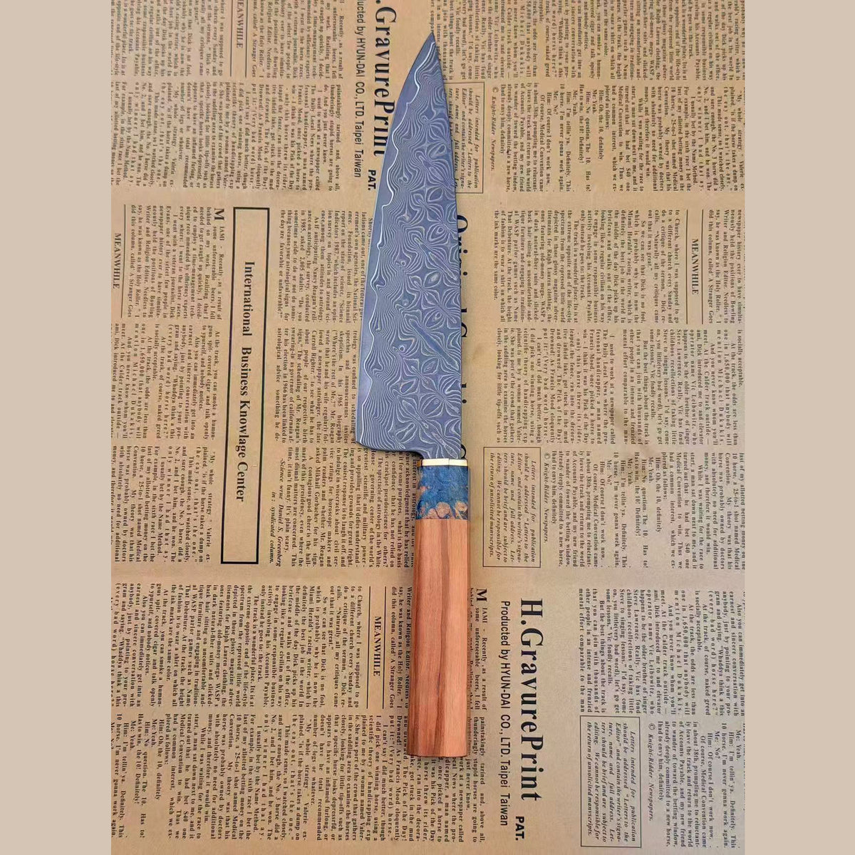 8-Inch Chef Knife Kiritsuke Powder Metallurgy VG10 Damascus Steel, Stabilized Olive Wood Handle - AK-DC1078