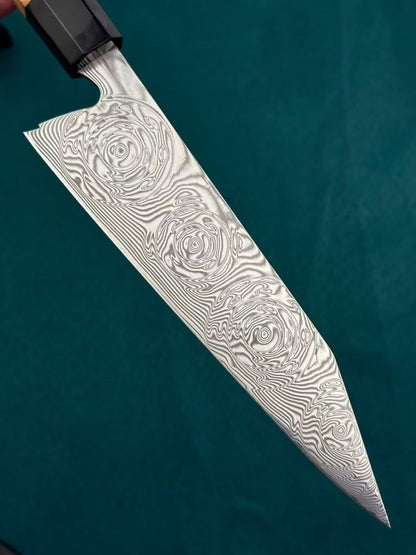 Hand-Forged VG10 Damascus Kitchen Kiritsuke Knife Chef's Knife Olive Wood & Black Buffalo Horn Handle - AK-DC1076