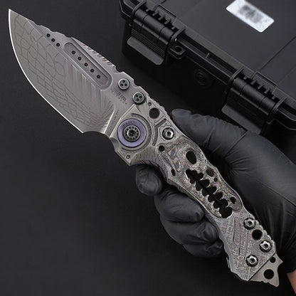 Heavy-Duty Handmade Tactical Folding Knife VG10 Steel Titanium Handle - AK-HT1022