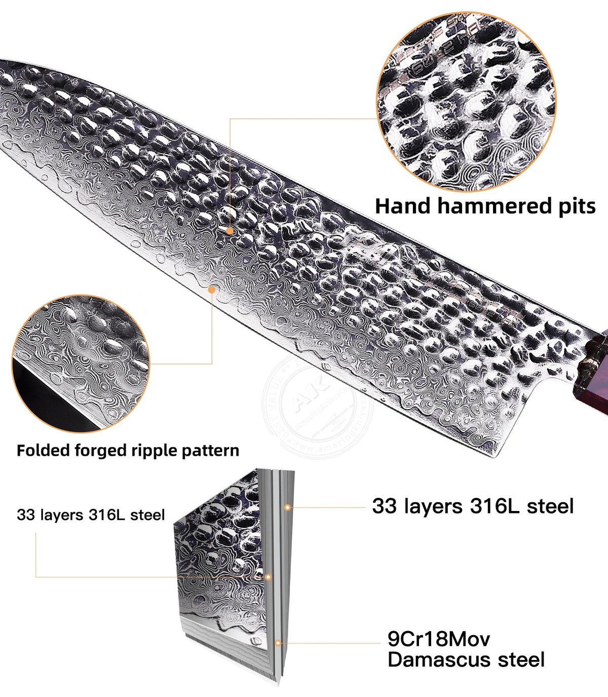 67-Layer  Damascus Steel Kithcen Knife Santoku Knife Amazing Quality -AK-DR0819