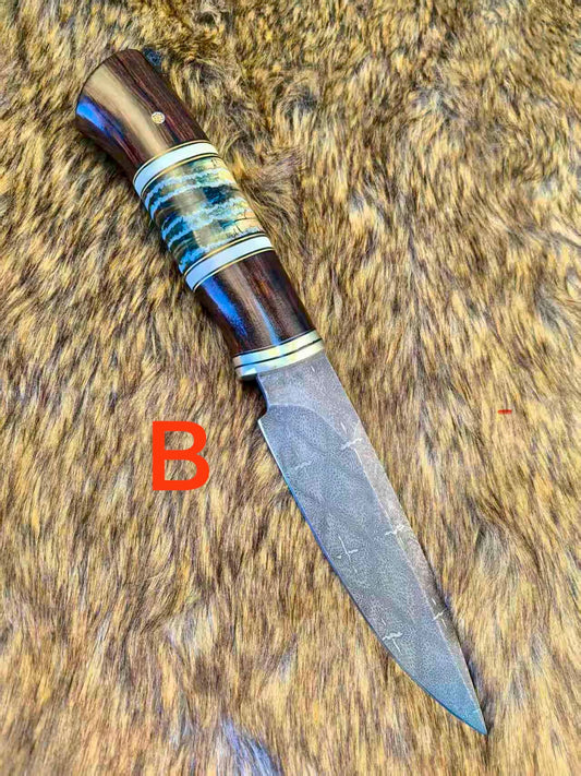 Top Tier Collectible Knife Luxury Handforged Damacus Steel Fixed Blade Knife with Leather Sheath - AK-HT1001