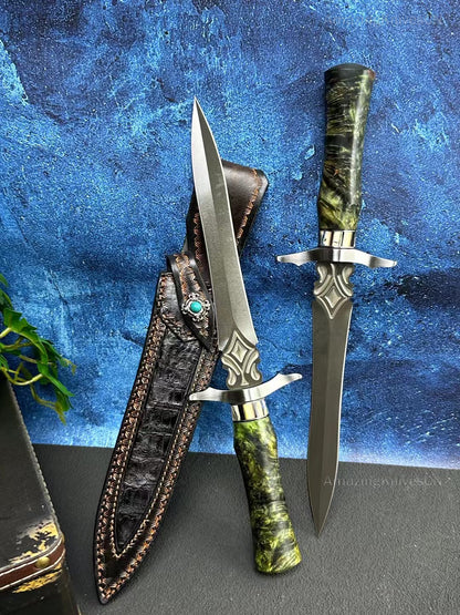 Handcrafted Collectible Wootz Steel Dirk Hunting Knife Sword Fixed Blade Dagger - AK-HT0961