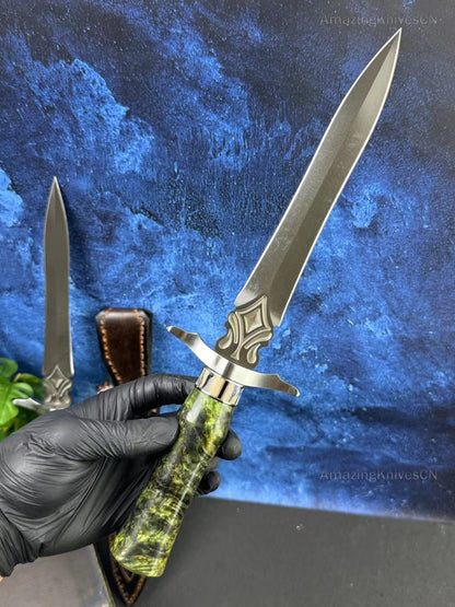 Handcrafted Collectible Wootz Steel Dirk Hunting Knife Sword Fixed Blade Dagger - AK-HT0961